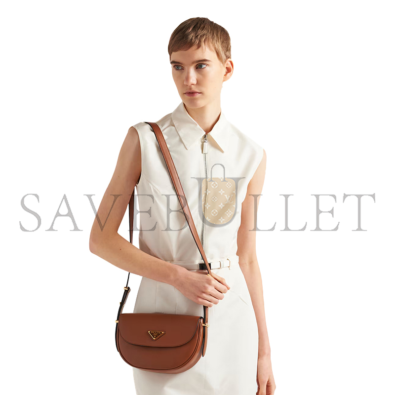 PRADA ARQUÉ LEATHER SHOULDER BAG WITH FLAP 1BD365 (23*12*6cm)